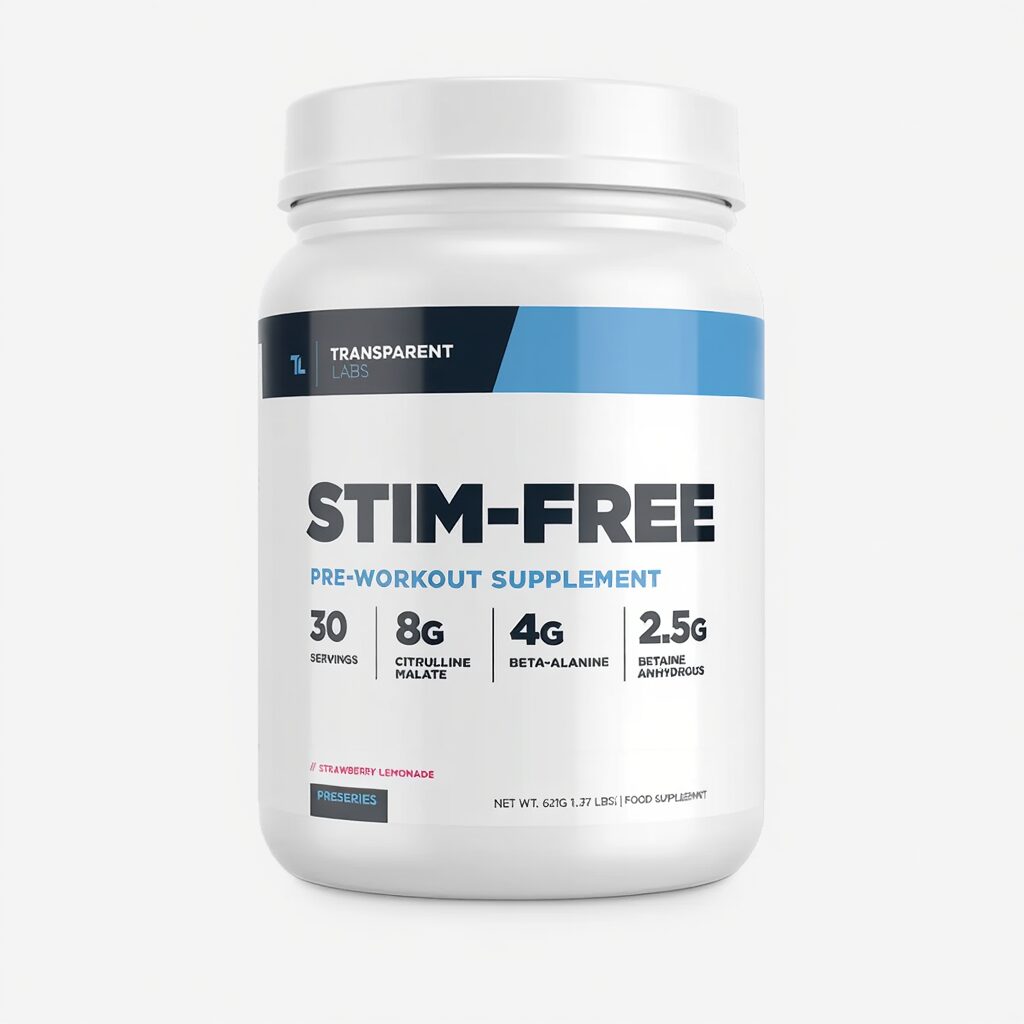 Stim Free Pre Workout Supplement - Strawberry Lemonade - 30 serv