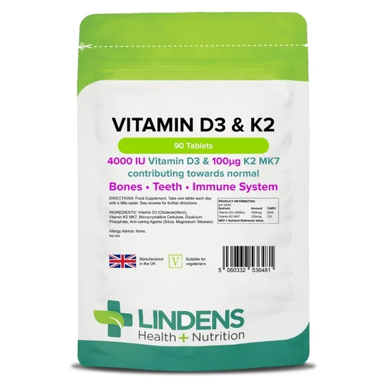 Lindens Vitamin D3 & K2 Tablets 90 Tablets