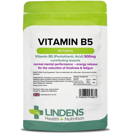 Lindens Vitamin B5 500mg Tablets 90 Tablets