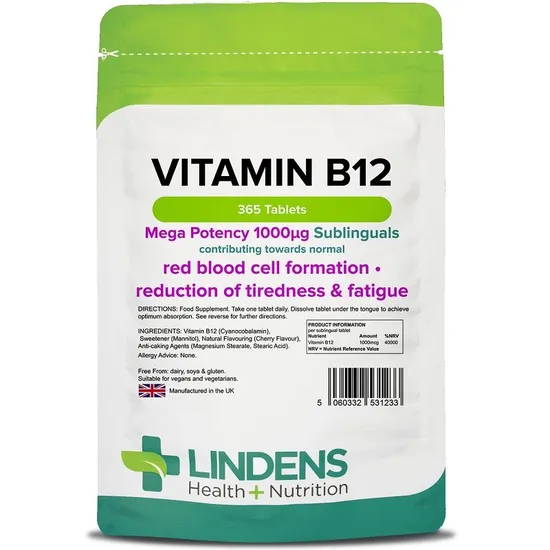 Lindens Vitamin B12 1000mcg Sublingual Tablets 365 Tablets