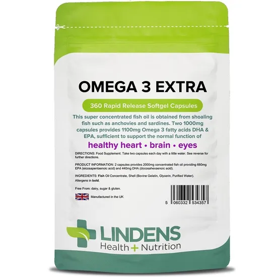 Lindens Omega 3 Fish Oil Extra Capsules 360 Capsules