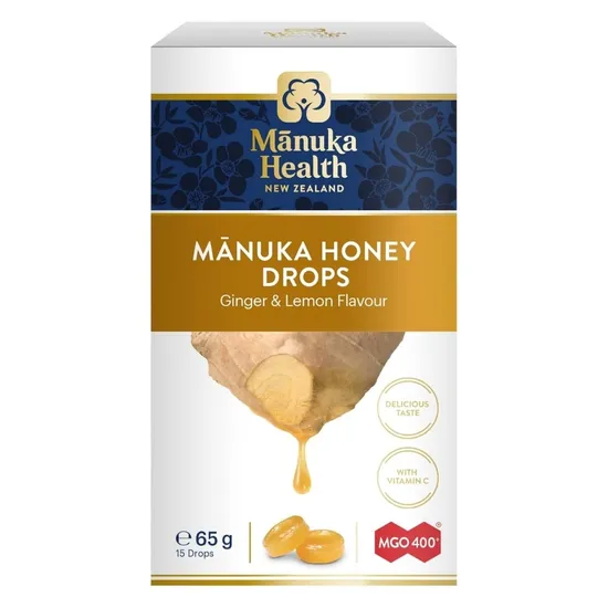 Manuka Health MGO 400+ Manuka Honey Drops With Ginger & Lemon 65g