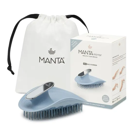 Manta Mirror Hair Brush Blue