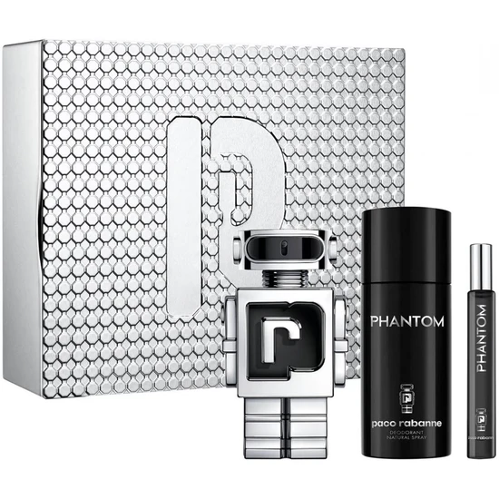 Paco Rabanne Phantom Gift Set 100ml EDT Spray + 150ml Deodorant Natural Spray + 10ml EDT Spray