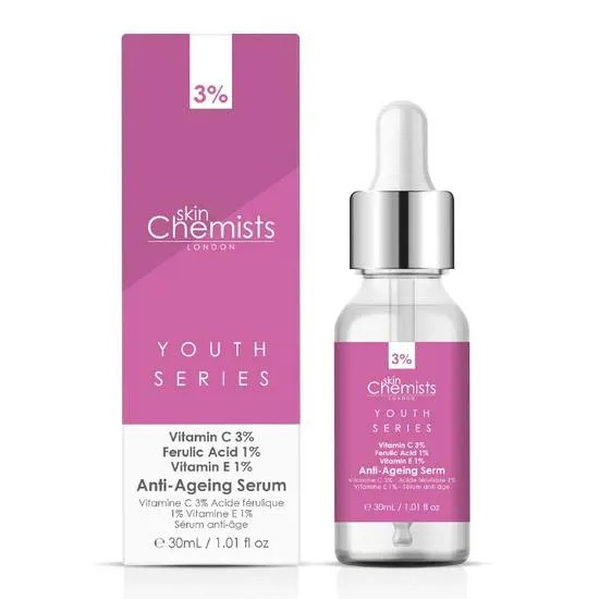 skinChemists Anti-Ageing Serum Vitamin C 3%, Ferulic Acid 1%, Vitamin E 1% 30ml