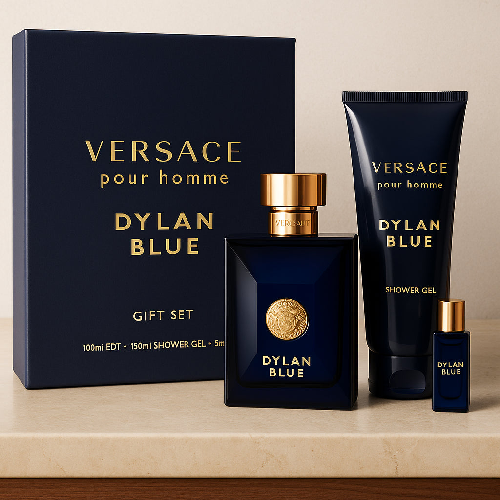 Versace Pour Homme Dylan Blue Gift Set 100ml EDT + 150ml Shower Gel + 5ml EDT