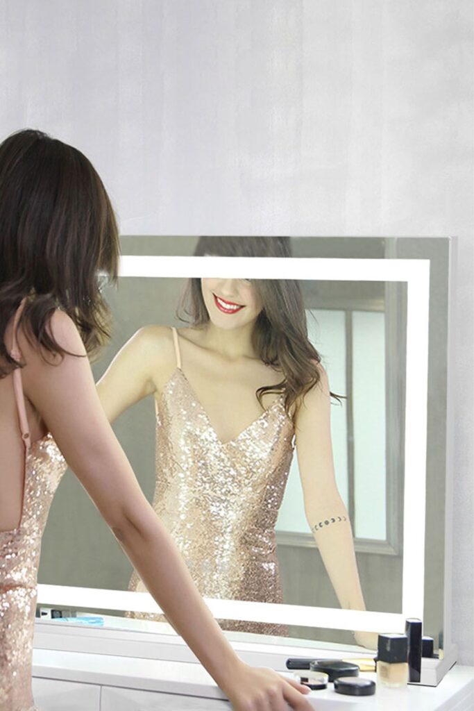 3 Lighting Modes Tabletop Cosmetic Mirror in White