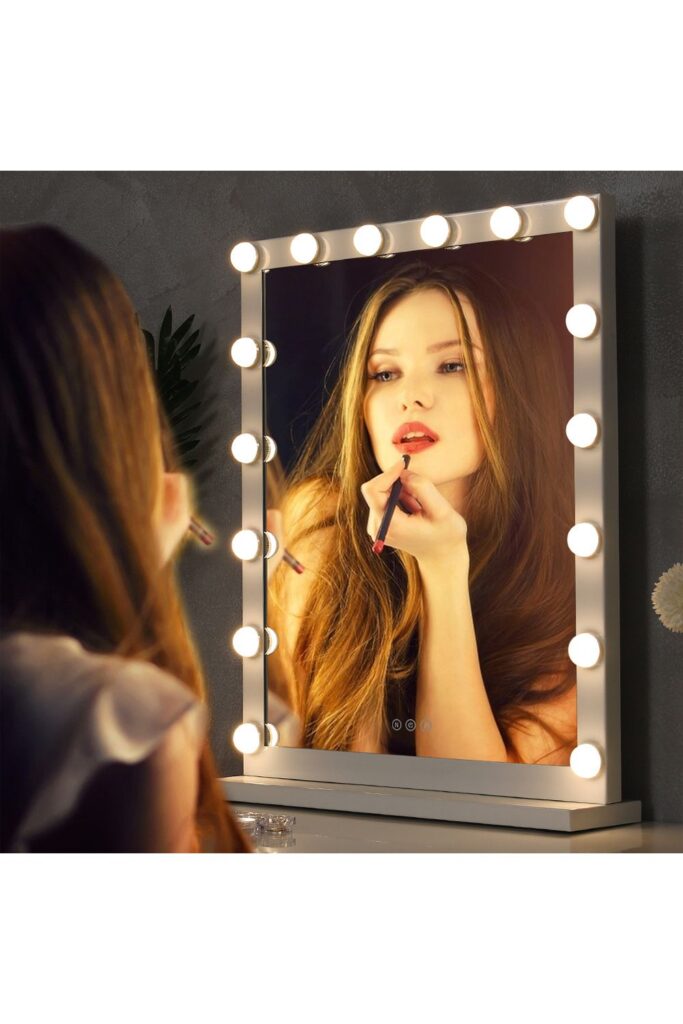 3 Lighting Modes Makeup Mirror with Base in Natural