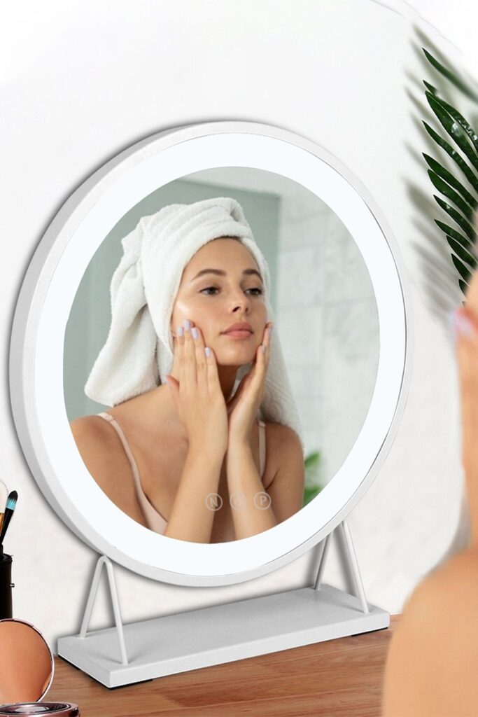 3 Color Modes with LED Lights Vanity Mirror in White