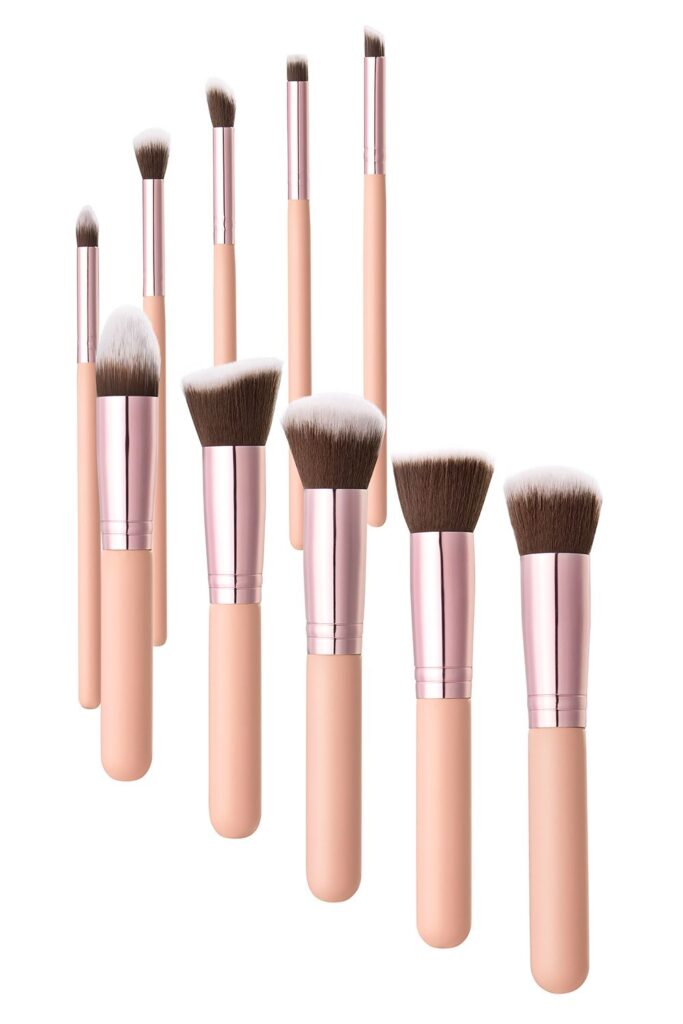 SHEONLY Set of 10 Professional Makeup Brush Tools in Pink