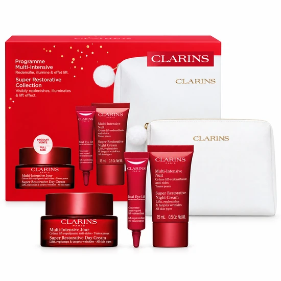 Clarins Super Restorative Collection 50ml Super Restorative Day Cream, 7ml Eye Lift Cream, 15ml Super Night Cream & 0.9ml Essential Care Double Serum
