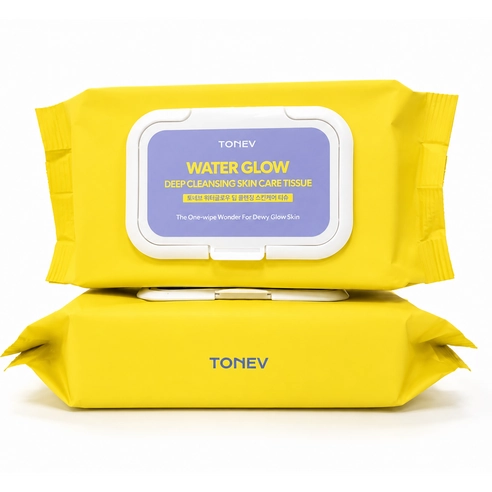 Water Glow Deep Cleansing Skincare Tissue, 60eax2, 1pack